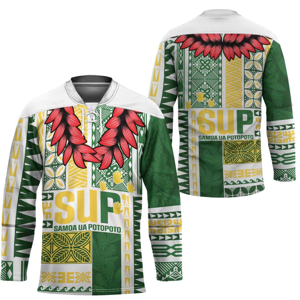 Samoa Uniting Party Hockey Jersey SUP Est 2025 Siapo Pattern - Polynesian Pride