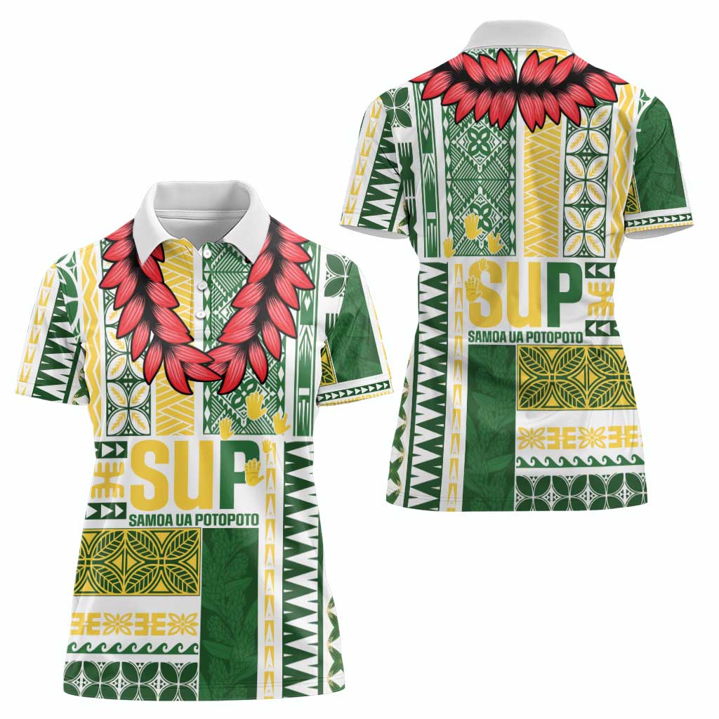 Samoa Uniting Party Women Polo Shirt SUP Est 2025 Siapo Pattern - Polynesian Pride
