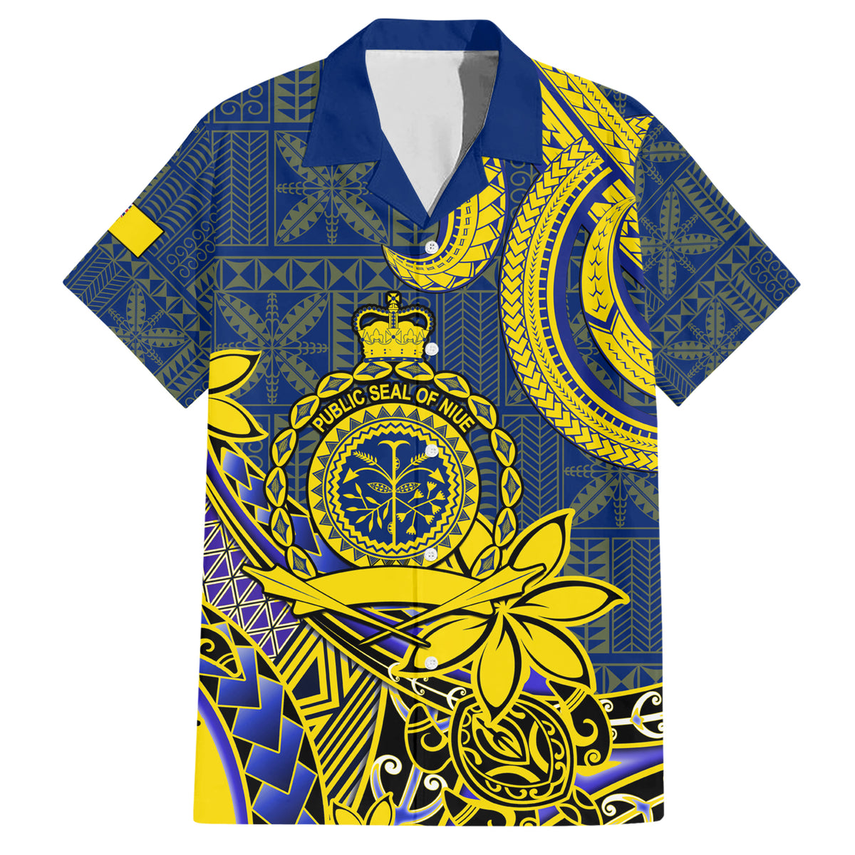 Niue Peniamina Gospel Day Family Matching Short Sleeve Bodycon Dress and Hawaiian Shirt Unique Niean Hiapo LT14 Dad's Shirt - Short Sleeve Blue - Polynesian Pride