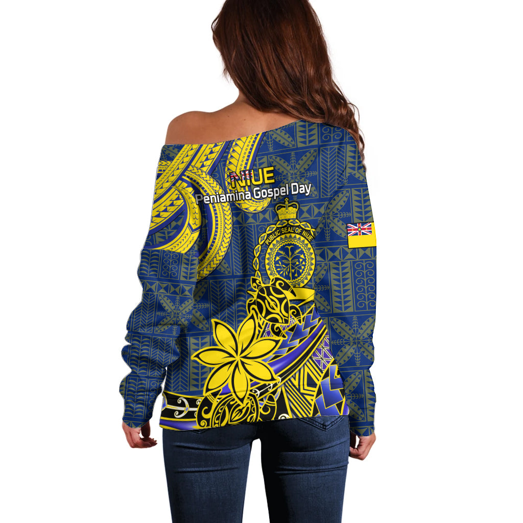 Niue Peniamina Gospel Day Off Shoulder Sweater Unique Niean Hiapo LT14 - Polynesian Pride