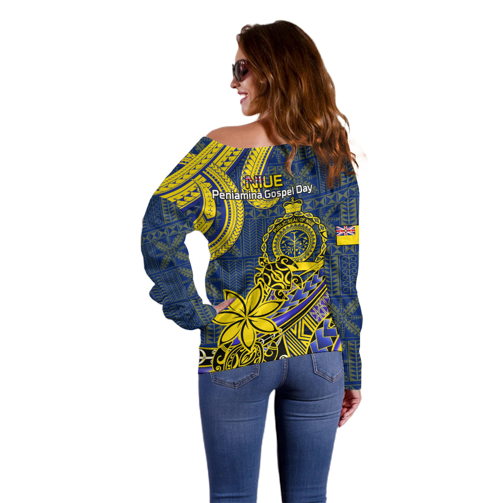 Niue Peniamina Gospel Day Off Shoulder Sweater Unique Niean Hiapo LT14 - Polynesian Pride