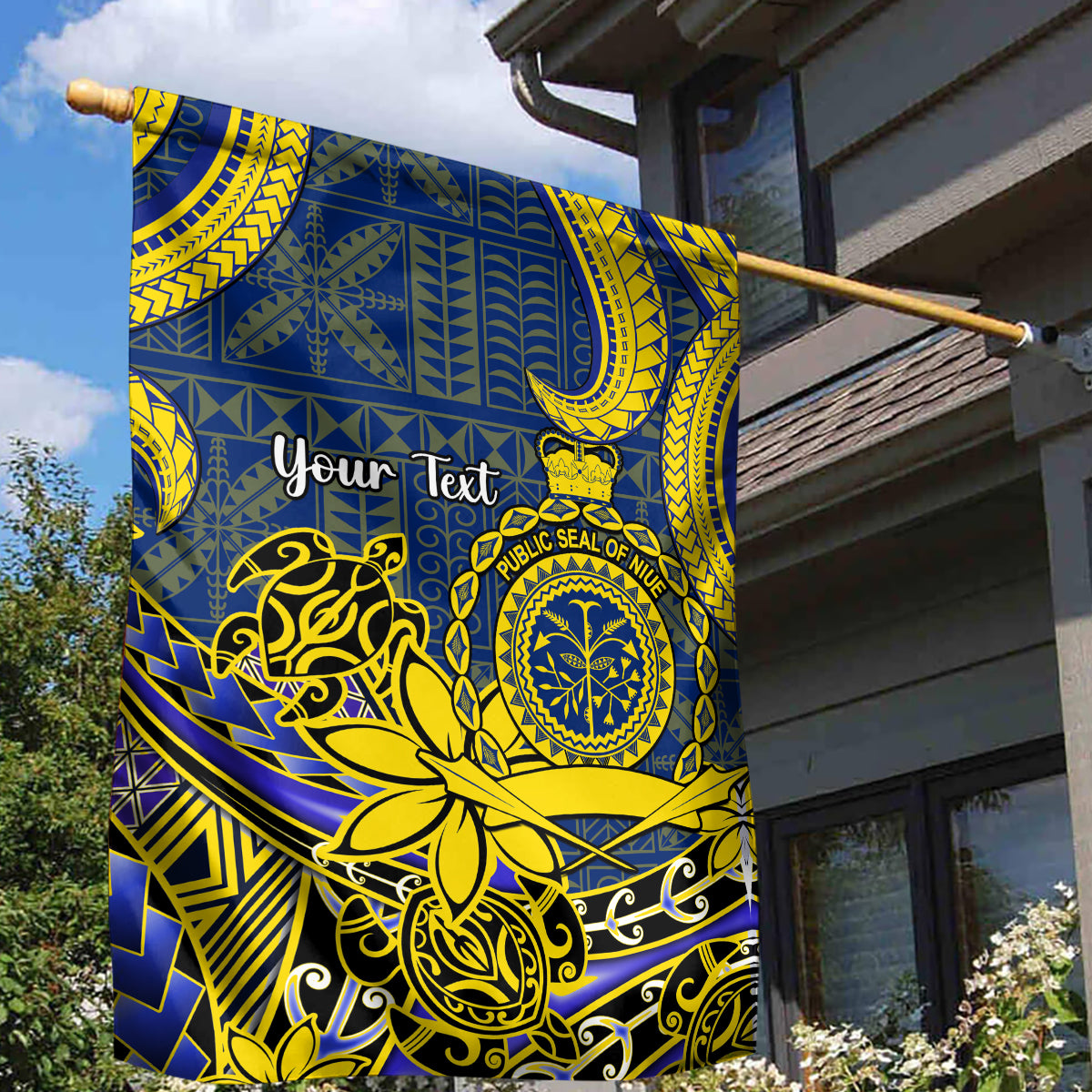 Personalised Niue Peniamina Gospel Day Garden Flag Unique Niean Hiapo LT14 - Polynesian Pride
