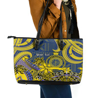 Personalised Niue Peniamina Gospel Day Leather Tote Bag Unique Niean Hiapo LT14 - Polynesian Pride