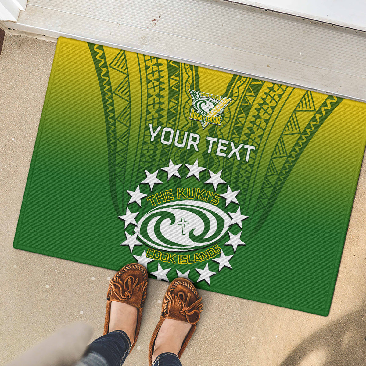 Custom Cook Islands Rugby Rubber Doormat Pacific 2023 Go The Kukis LT14 - Polynesian Pride
