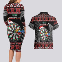 All I Want For Christmas Is Darts New Zealand Couples Matching Long Sleeve Bodycon Dress and Hawaiian Shirt LT14 - Polynesian Pride