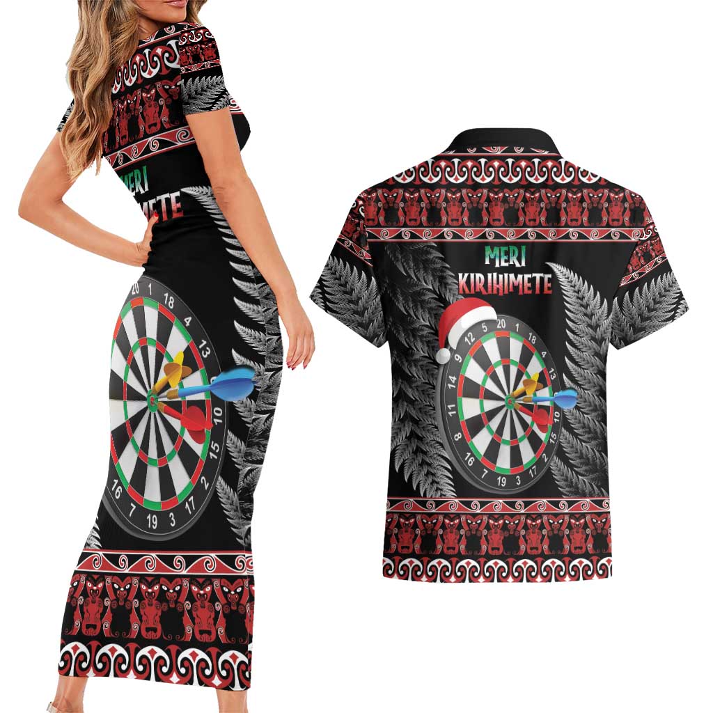 All I Want For Christmas Is Darts New Zealand Couples Matching Short Sleeve Bodycon Dress and Hawaiian Shirt LT14 - Polynesian Pride