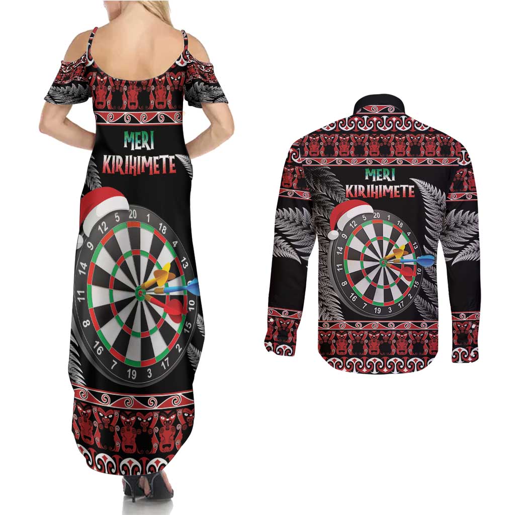 All I Want For Christmas Is Darts New Zealand Couples Matching Summer Maxi Dress and Long Sleeve Button Shirt LT14 - Polynesian Pride