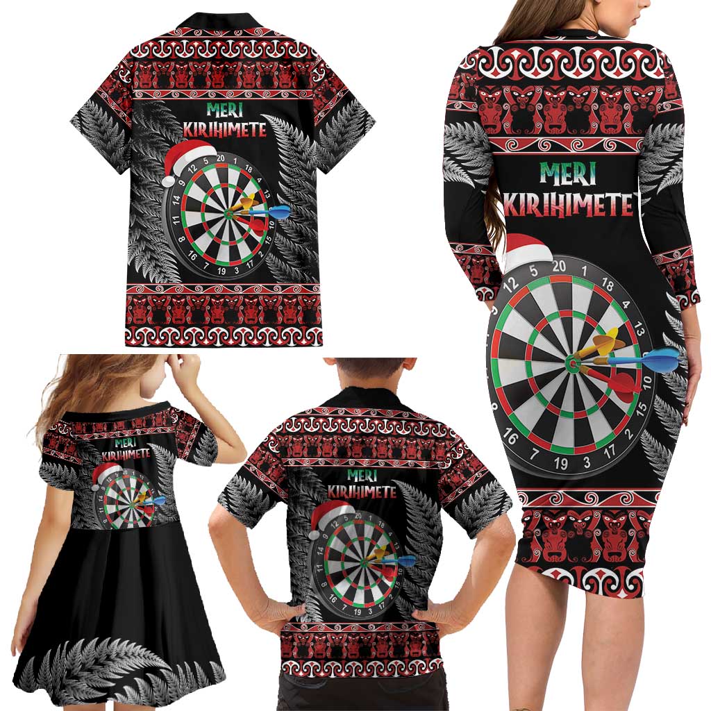 All I Want For Christmas Is Darts New Zealand Family Matching Long Sleeve Bodycon Dress and Hawaiian Shirt LT14 - Polynesian Pride