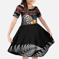 All I Want For Christmas Is Darts New Zealand Family Matching Mermaid Dress and Hawaiian Shirt LT14 Daughter's Dress Black - Polynesian Pride