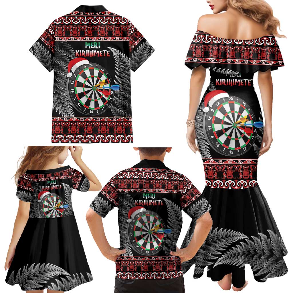 All I Want For Christmas Is Darts New Zealand Family Matching Mermaid Dress and Hawaiian Shirt LT14 - Polynesian Pride