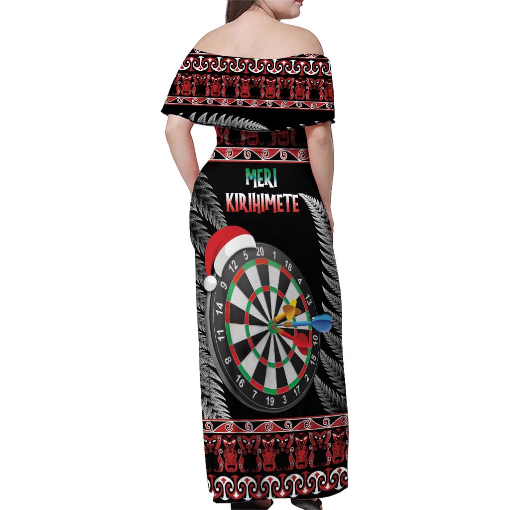 All I Want For Christmas Is Darts New Zealand Family Matching Off Shoulder Maxi Dress and Hawaiian Shirt LT14 - Polynesian Pride