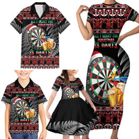 All I Want For Christmas Is Darts New Zealand Family Matching Short Sleeve Bodycon Dress and Hawaiian Shirt LT14 - Polynesian Pride