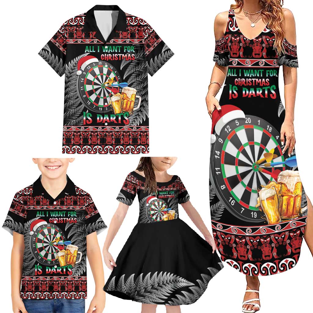 All I Want For Christmas Is Darts New Zealand Family Matching Summer Maxi Dress and Hawaiian Shirt LT14 - Polynesian Pride