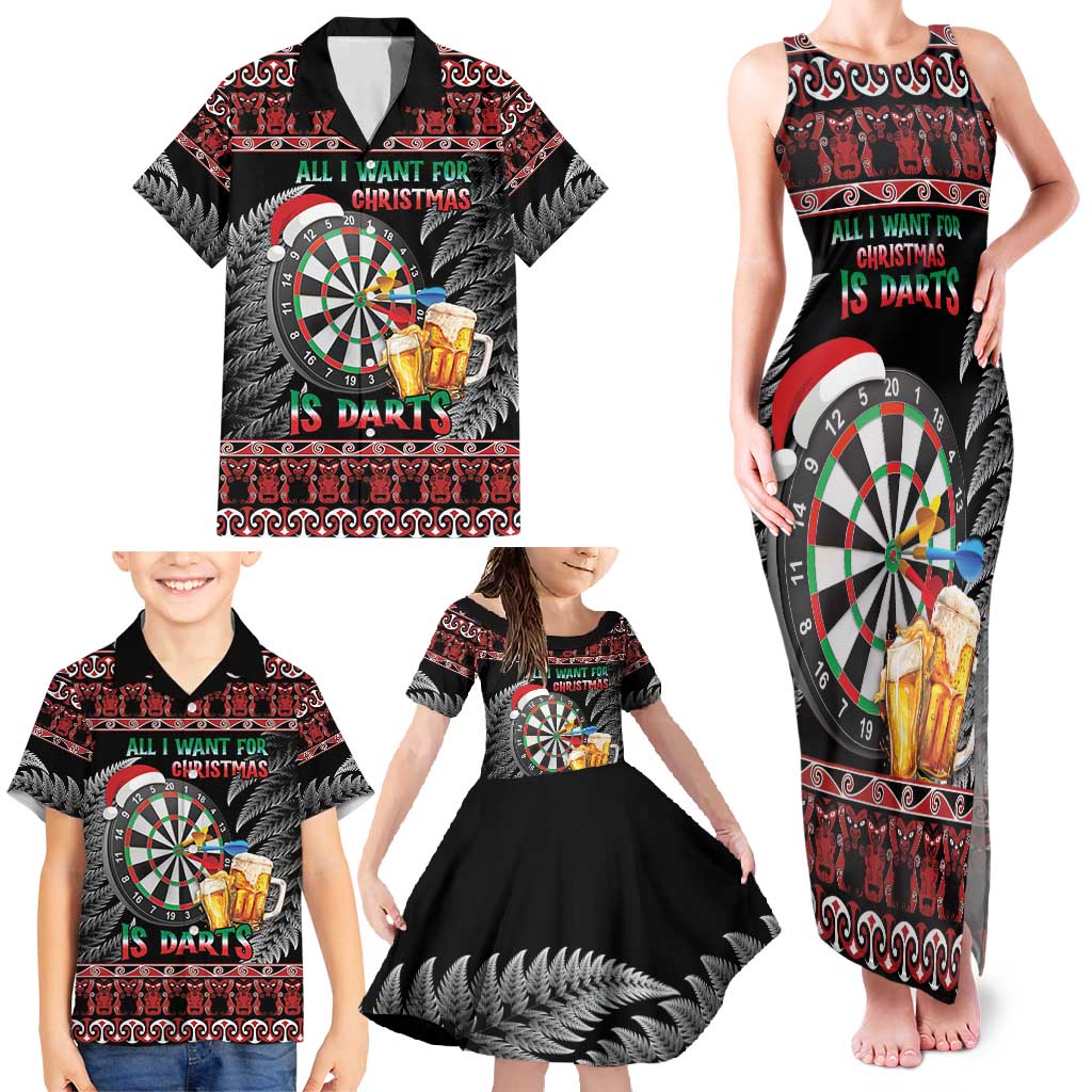 All I Want For Christmas Is Darts New Zealand Family Matching Tank Maxi Dress and Hawaiian Shirt LT14 - Polynesian Pride