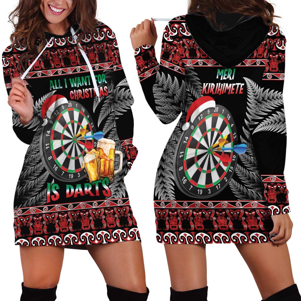 All I Want For Christmas Is Darts New Zealand Hoodie Dress LT14 - Polynesian Pride