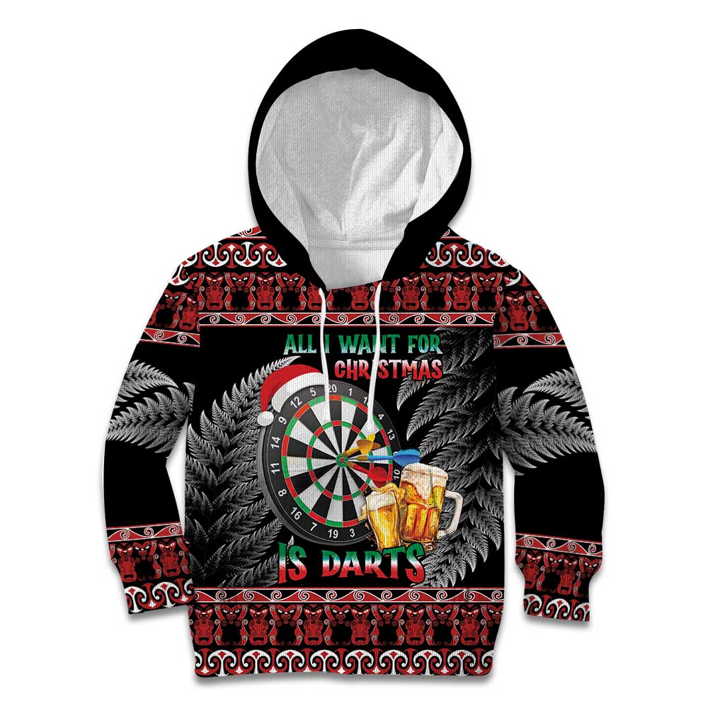 All I Want For Christmas Is Darts New Zealand Kid Hoodie LT14 Hoodie Black - Polynesian Pride