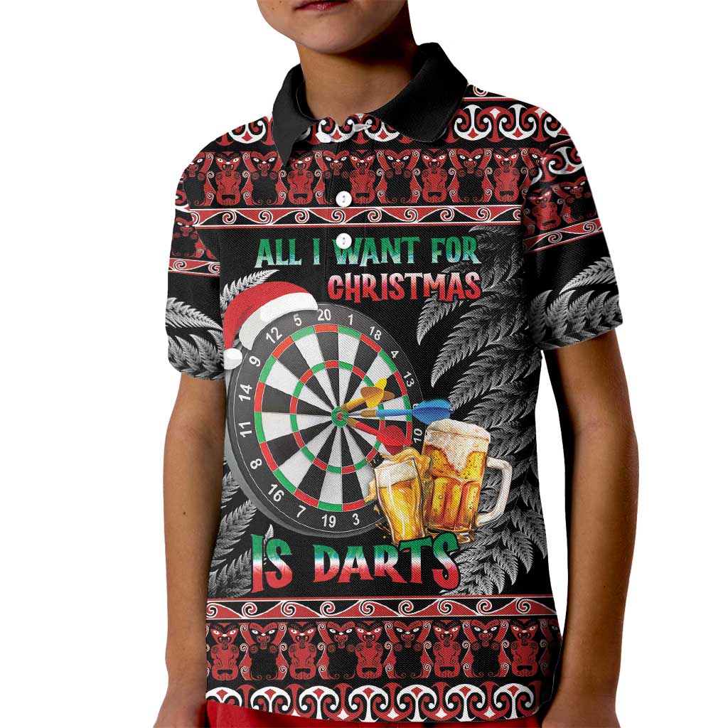 All I Want For Christmas Is Darts New Zealand Kid Polo Shirt LT14 Kid Black - Polynesian Pride