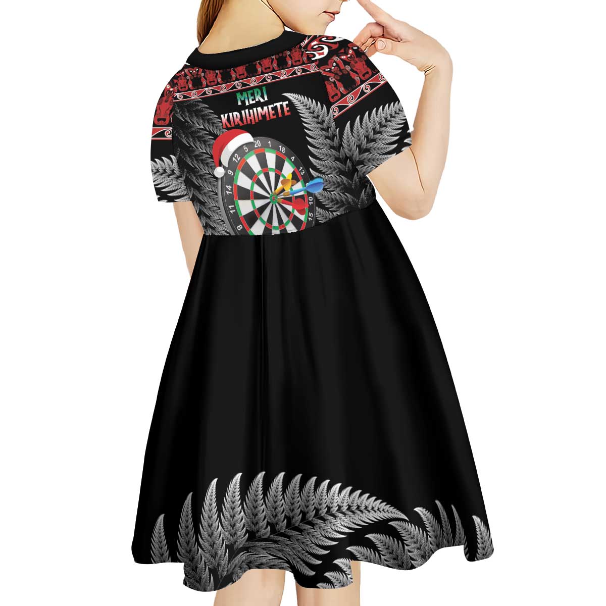 All I Want For Christmas Is Darts New Zealand Kid Short Sleeve Dress LT14 - Polynesian Pride