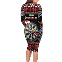 All I Want For Christmas Is Darts New Zealand Long Sleeve Bodycon Dress LT14 - Polynesian Pride