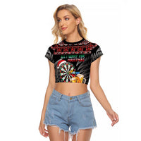 All I Want For Christmas Is Darts New Zealand Raglan Cropped T Shirt LT14 Female Black - Polynesian Pride