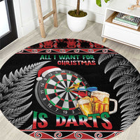 All I Want For Christmas Is Darts New Zealand Round Carpet LT14 Black - Polynesian Pride