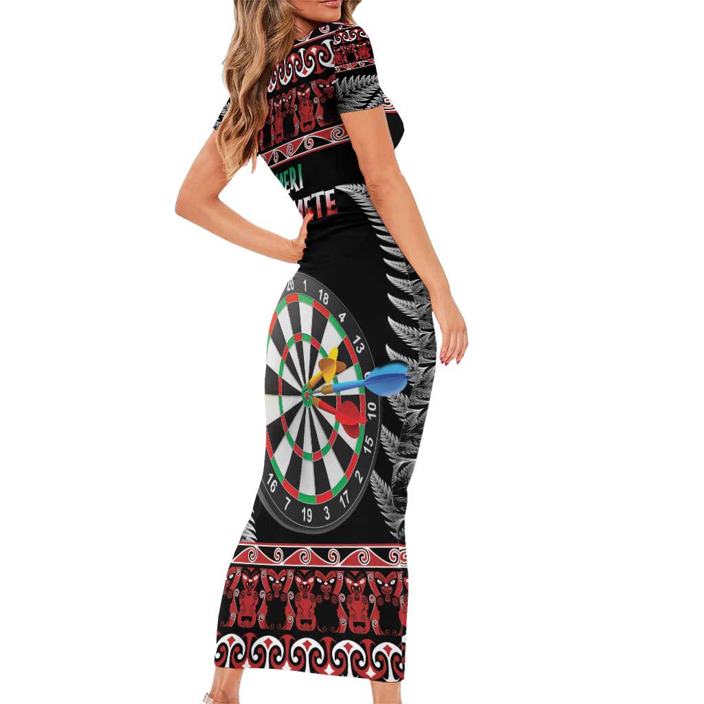 All I Want For Christmas Is Darts New Zealand Short Sleeve Bodycon Dress LT14 - Polynesian Pride