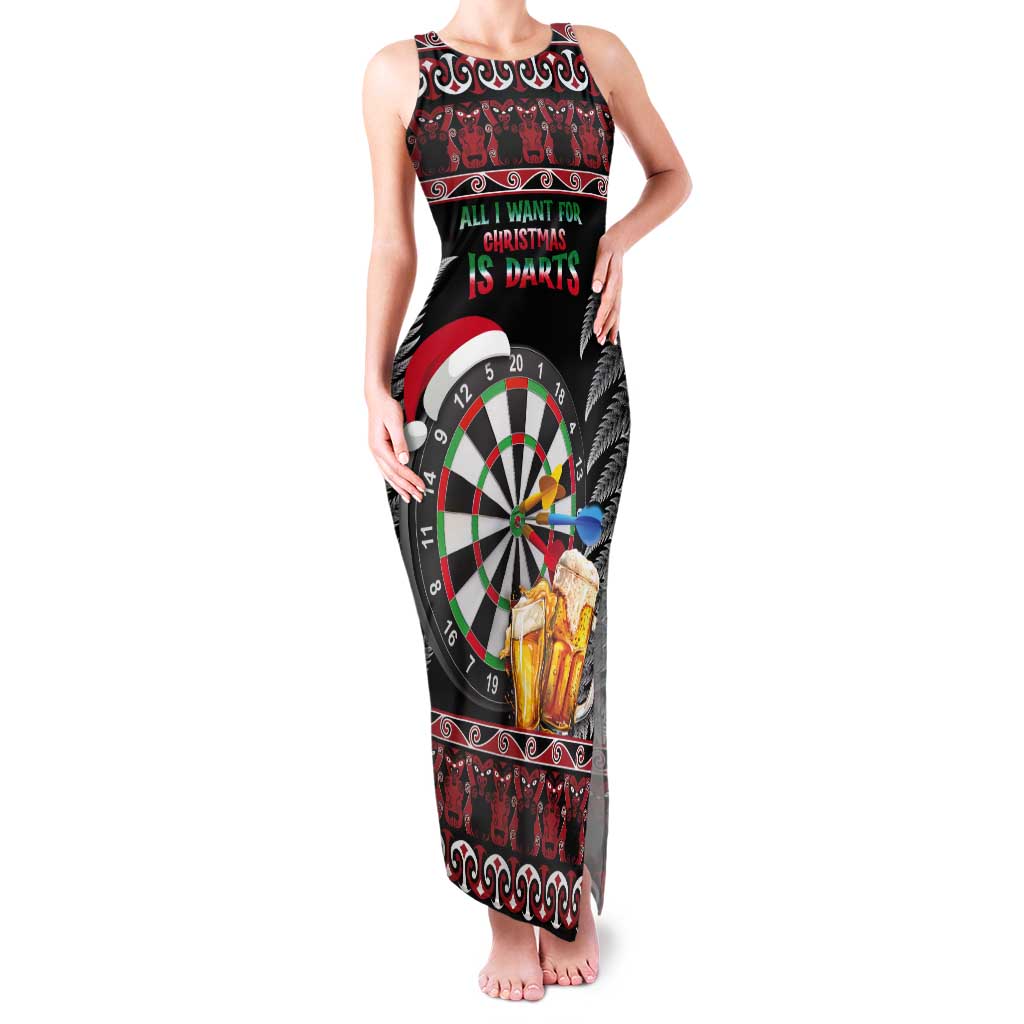 All I Want For Christmas Is Darts New Zealand Tank Maxi Dress LT14 Women Black - Polynesian Pride