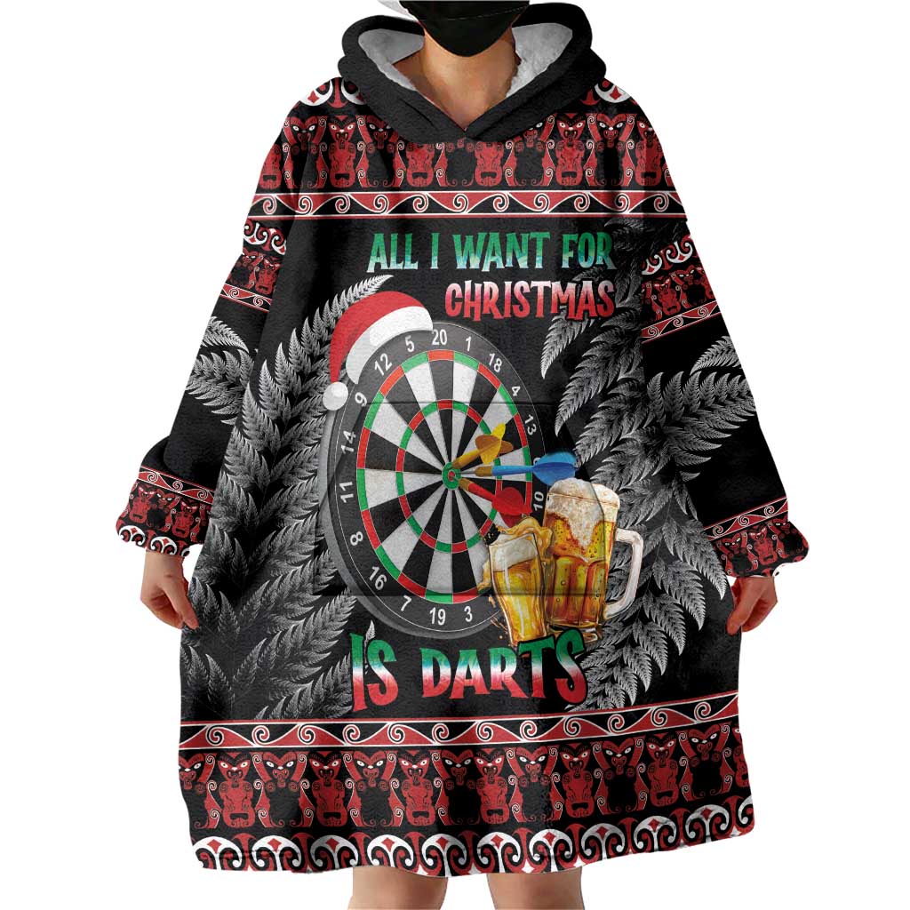 All I Want For Christmas Is Darts New Zealand Wearable Blanket Hoodie LT14 - Polynesian Pride