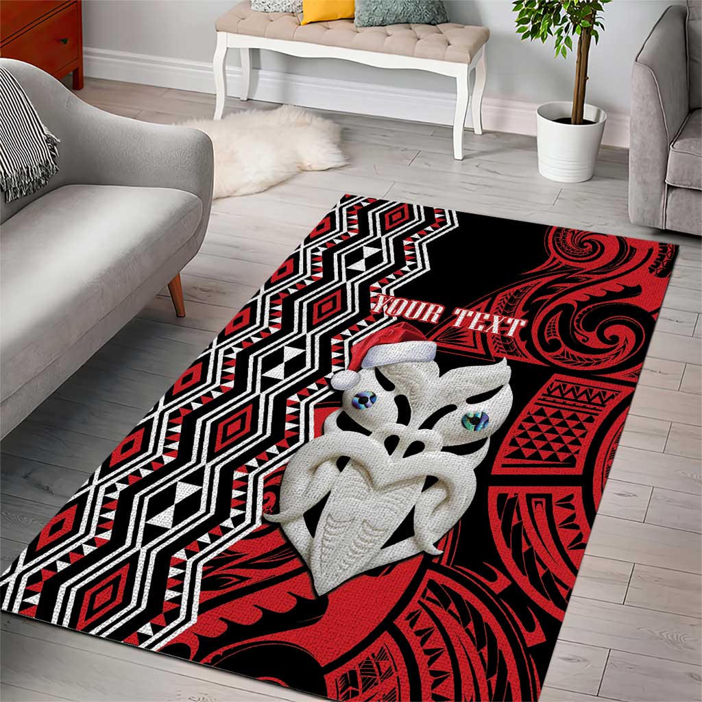 Personalised New Zealand Christmas Area Rug Meri Kirihimete Maori Wheku - Taniko Art LT14 - Polynesian Pride