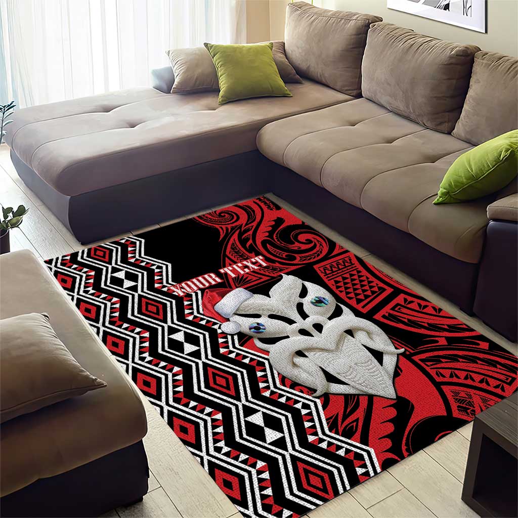 Personalised New Zealand Christmas Area Rug Meri Kirihimete Maori Wheku - Taniko Art LT14 - Polynesian Pride