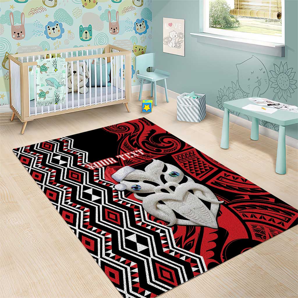 Personalised New Zealand Christmas Area Rug Meri Kirihimete Maori Wheku - Taniko Art LT14 - Polynesian Pride