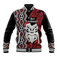 Personalised New Zealand Christmas Baseball Jacket Meri Kirihimete Maori Wheku - Taniko Art LT14 Unisex Black - Polynesian Pride