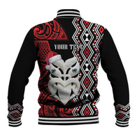 Personalised New Zealand Christmas Baseball Jacket Meri Kirihimete Maori Wheku - Taniko Art LT14 - Polynesian Pride