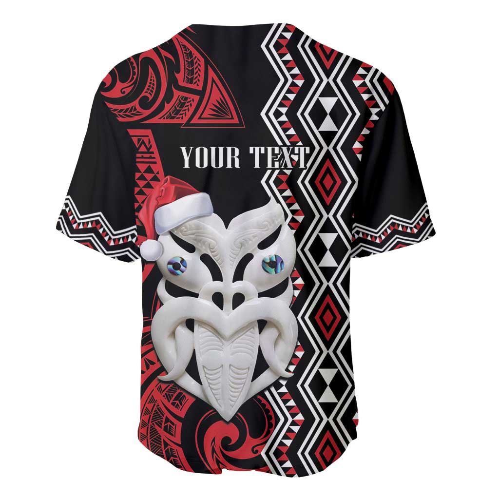 Personalised New Zealand Christmas Baseball Jersey Meri Kirihimete Maori Wheku - Taniko Art LT14 - Polynesian Pride