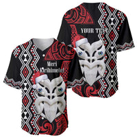 Personalised New Zealand Christmas Baseball Jersey Meri Kirihimete Maori Wheku - Taniko Art LT14 - Polynesian Pride