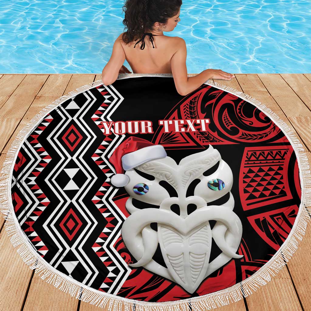 Personalised New Zealand Christmas Beach Blanket Meri Kirihimete Maori Wheku - Taniko Art LT14 - Polynesian Pride