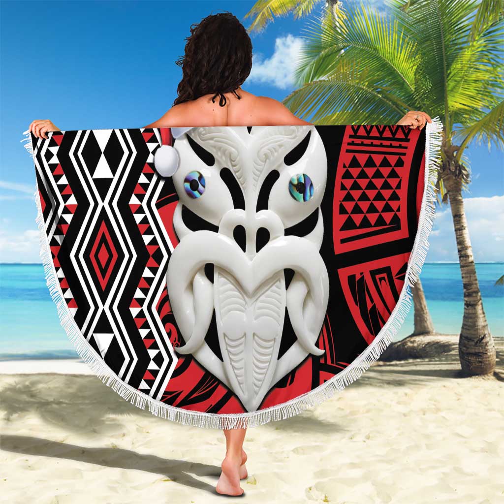 Personalised New Zealand Christmas Beach Blanket Meri Kirihimete Maori Wheku - Taniko Art LT14 - Polynesian Pride