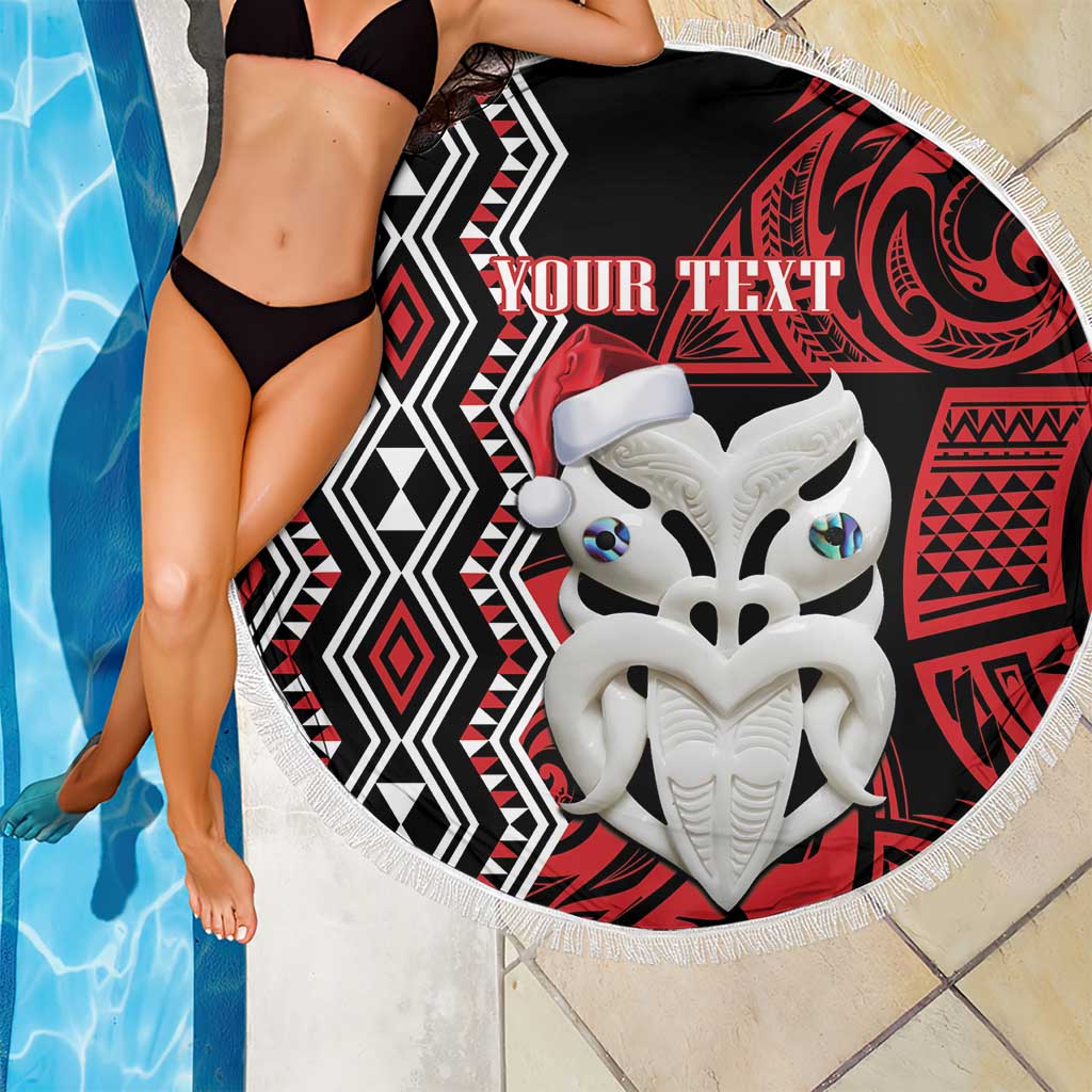 Personalised New Zealand Christmas Beach Blanket Meri Kirihimete Maori Wheku - Taniko Art LT14 - Polynesian Pride
