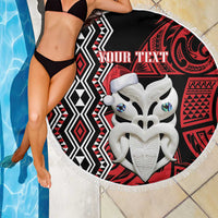 Personalised New Zealand Christmas Beach Blanket Meri Kirihimete Maori Wheku - Taniko Art LT14 - Polynesian Pride