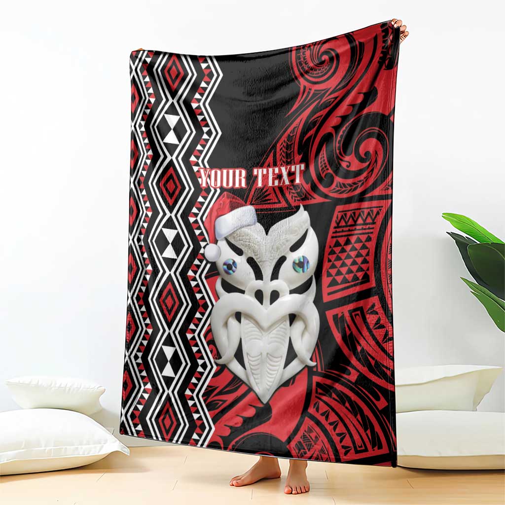 Personalised New Zealand Christmas Blanket Meri Kirihimete Maori Wheku - Taniko Art LT14 - Polynesian Pride