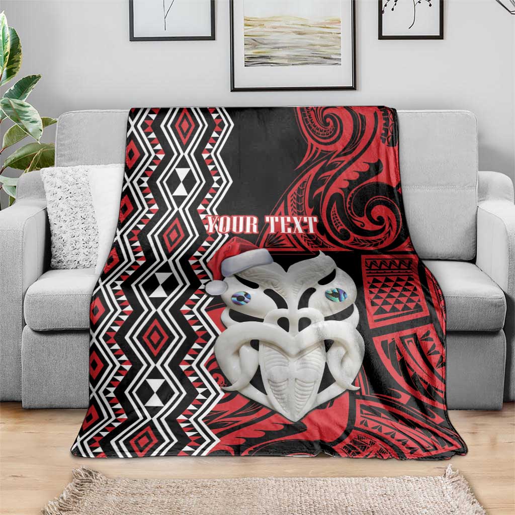 Personalised New Zealand Christmas Blanket Meri Kirihimete Maori Wheku - Taniko Art LT14 - Polynesian Pride