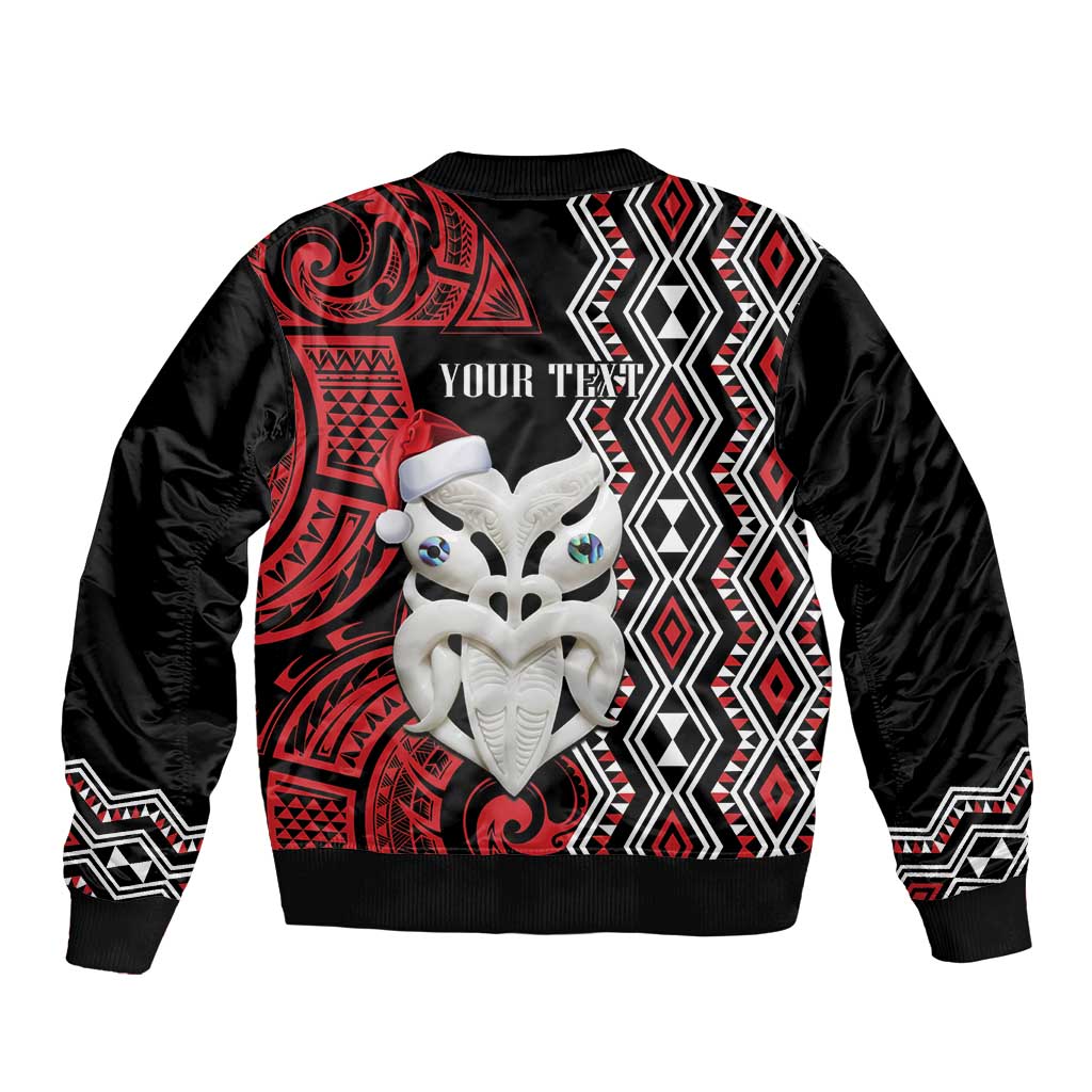 Personalised New Zealand Christmas Bomber Jacket Meri Kirihimete Maori Wheku - Taniko Art LT14 - Polynesian Pride