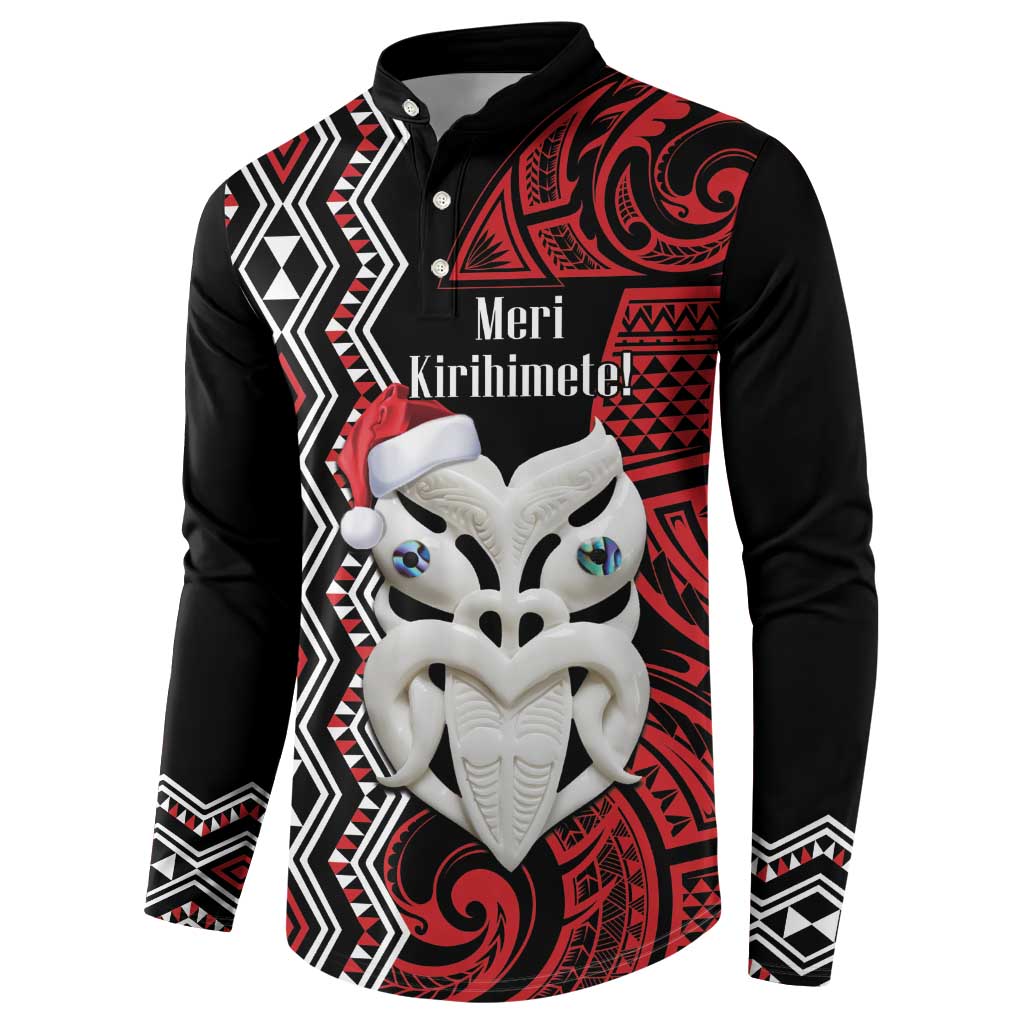 Personalised New Zealand Christmas Button Sweatshirt Meri Kirihimete Maori Wheku - Taniko Art LT14 - Polynesian Pride