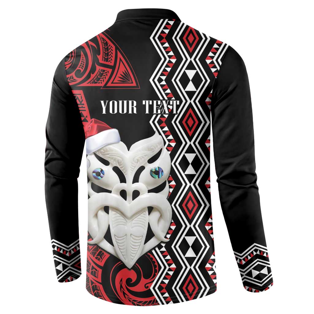 Personalised New Zealand Christmas Button Sweatshirt Meri Kirihimete Maori Wheku - Taniko Art LT14 - Polynesian Pride