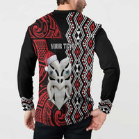 Personalised New Zealand Christmas Button Sweatshirt Meri Kirihimete Maori Wheku - Taniko Art LT14 - Polynesian Pride