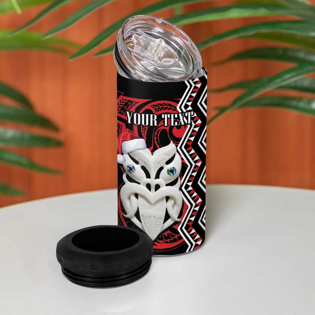 Personalised New Zealand Christmas 4 in 1 Can Cooler Tumbler Meri Kirihimete Maori Wheku - Taniko Art LT14 - Polynesian Pride