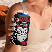 Personalised New Zealand Christmas 4 in 1 Can Cooler Tumbler Meri Kirihimete Maori Wheku - Taniko Art LT14 - Polynesian Pride