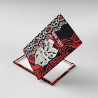 Personalised New Zealand Christmas Canvas Wall Art Meri Kirihimete Maori Wheku - Taniko Art LT14 With Frame Black - Polynesian Pride