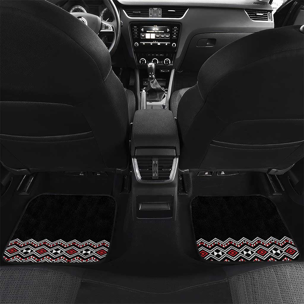 Personalised New Zealand Christmas Car Mats Meri Kirihimete Maori Wheku - Taniko Art LT14 Set 2pcs - Back Black - Polynesian Pride