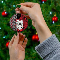 Personalised New Zealand Christmas Ceramic Ornament Meri Kirihimete Maori Wheku - Taniko Art LT14 - Polynesian Pride